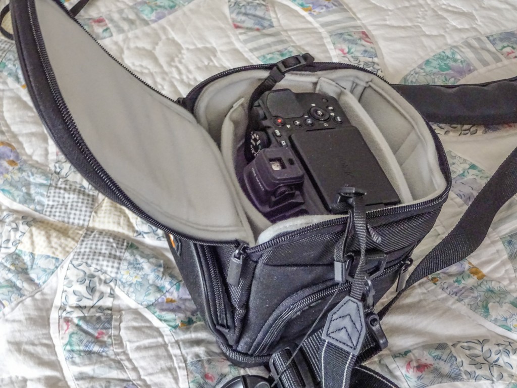 P900 nestled in an Amazon Basics DSLR holster. Including the tulip shade. 